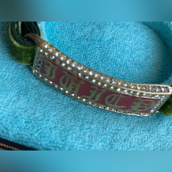 Juicy Couture Green Velvet, Leather Bracelet w/ Crystals plus a Juicy Beanie - Picture 8 of 10
